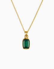 Emerald green necklace gold plated