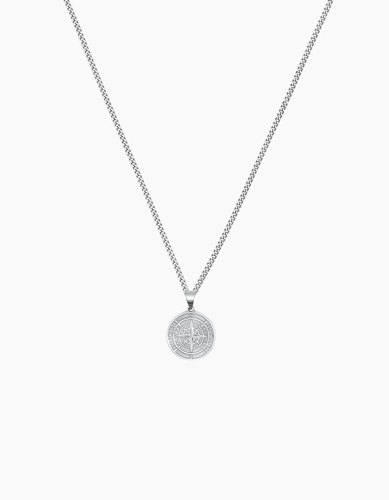 Silver Compass Necklace
