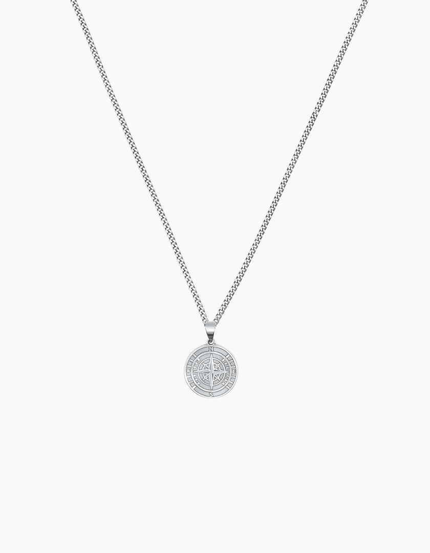 Compass necklace silver