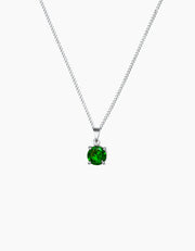 Round Emerald Green Necklace in Silver ZJ jewellery  Round Emerald Green Necklace in Silver