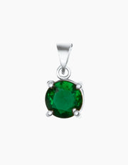 Round Emerald Green Necklace in Silver ZJ jewellery  Round Emerald Green Necklace in Silver