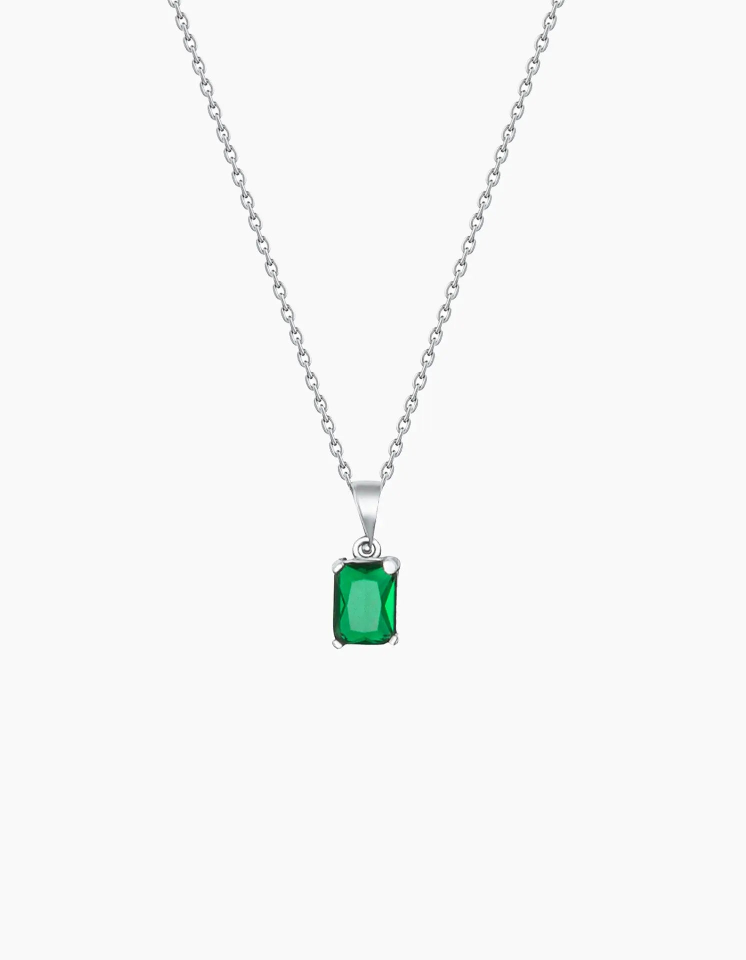 Emerald Green Necklace Silver