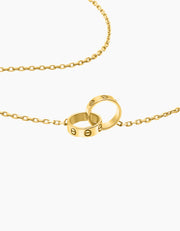 Two Ring Necklace, Gold Plated ZJ jewellery  Two Ring Necklace, Gold Plated