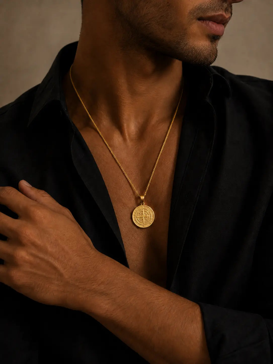 Gold Plated Compass Necklace
