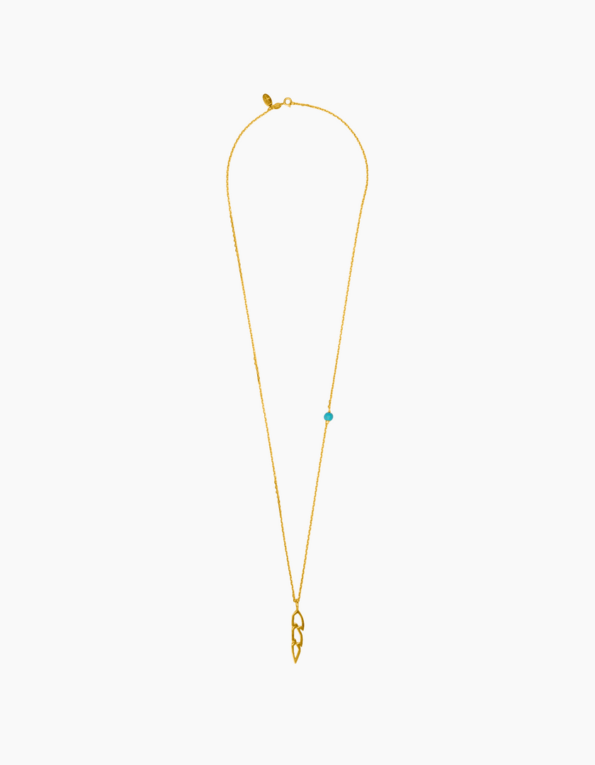 Open feather necklace gold plated