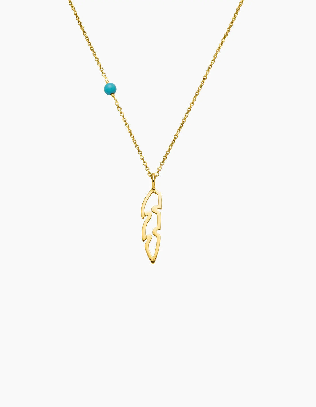 Open Feather Necklace Gold Plated