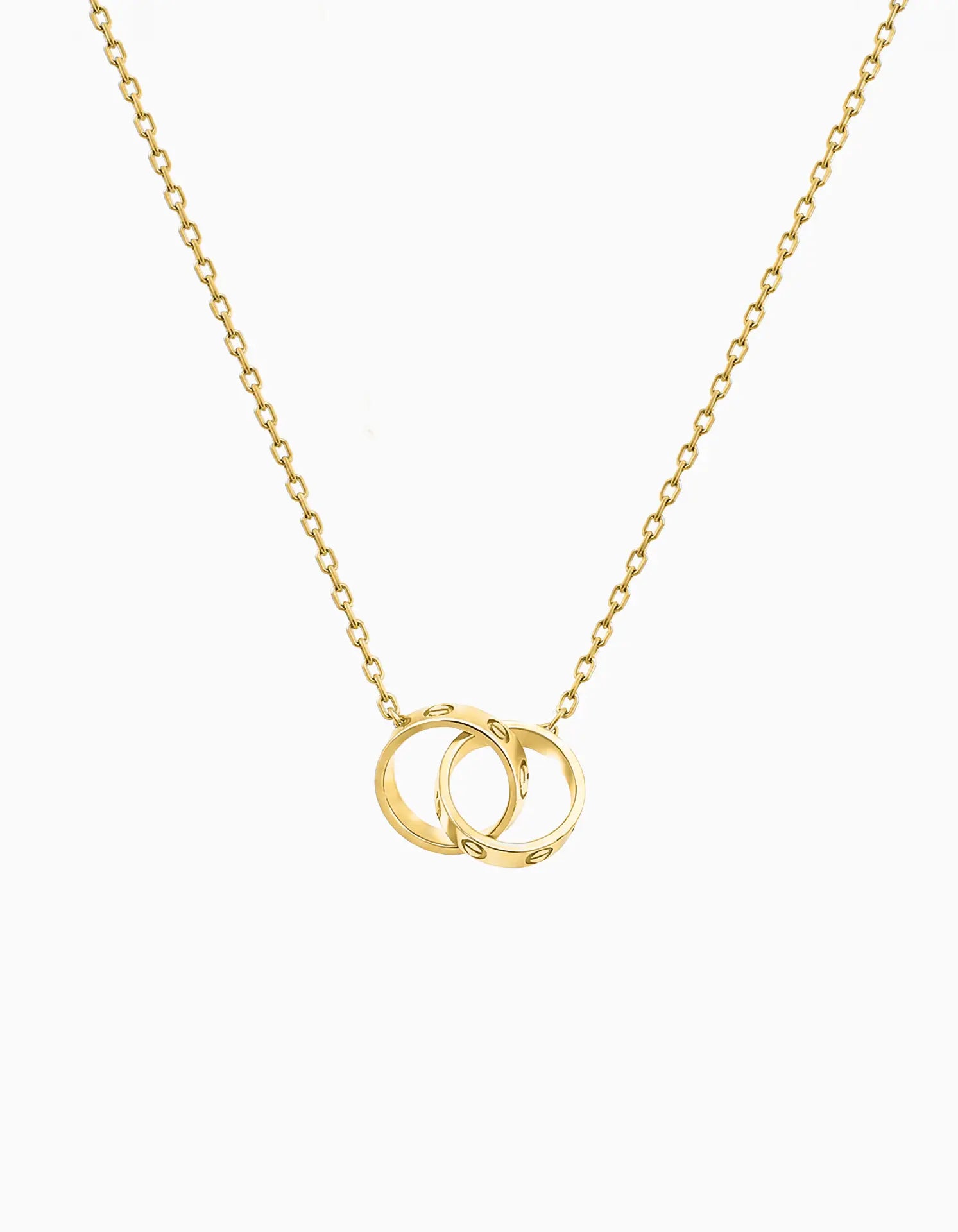 Two Ring Necklace, Gold Plated