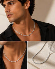 Tennis Necklace, Silver ZJ jewellery  Tennis Necklace, Silver