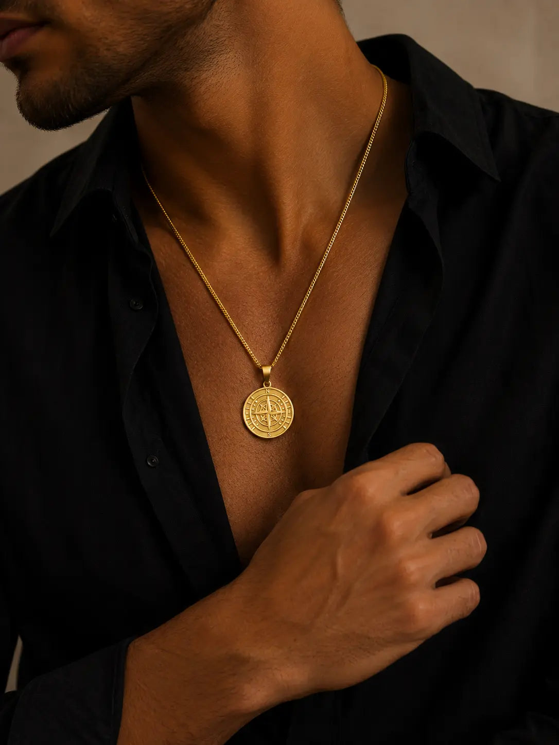 Gold Plated Compass Necklace
