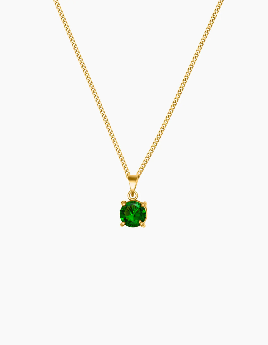 Round Emerald Green Necklace Gold Plated