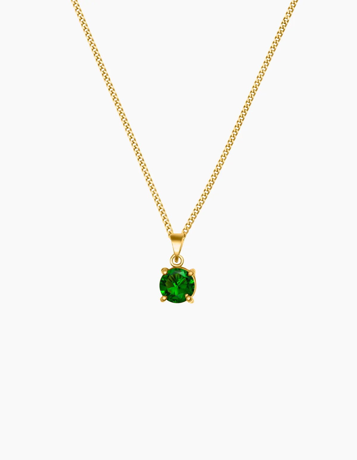 Round Emerald Green Necklace Gold Plated ZJ jewellery  Round Emerald Green Necklace Gold Plated