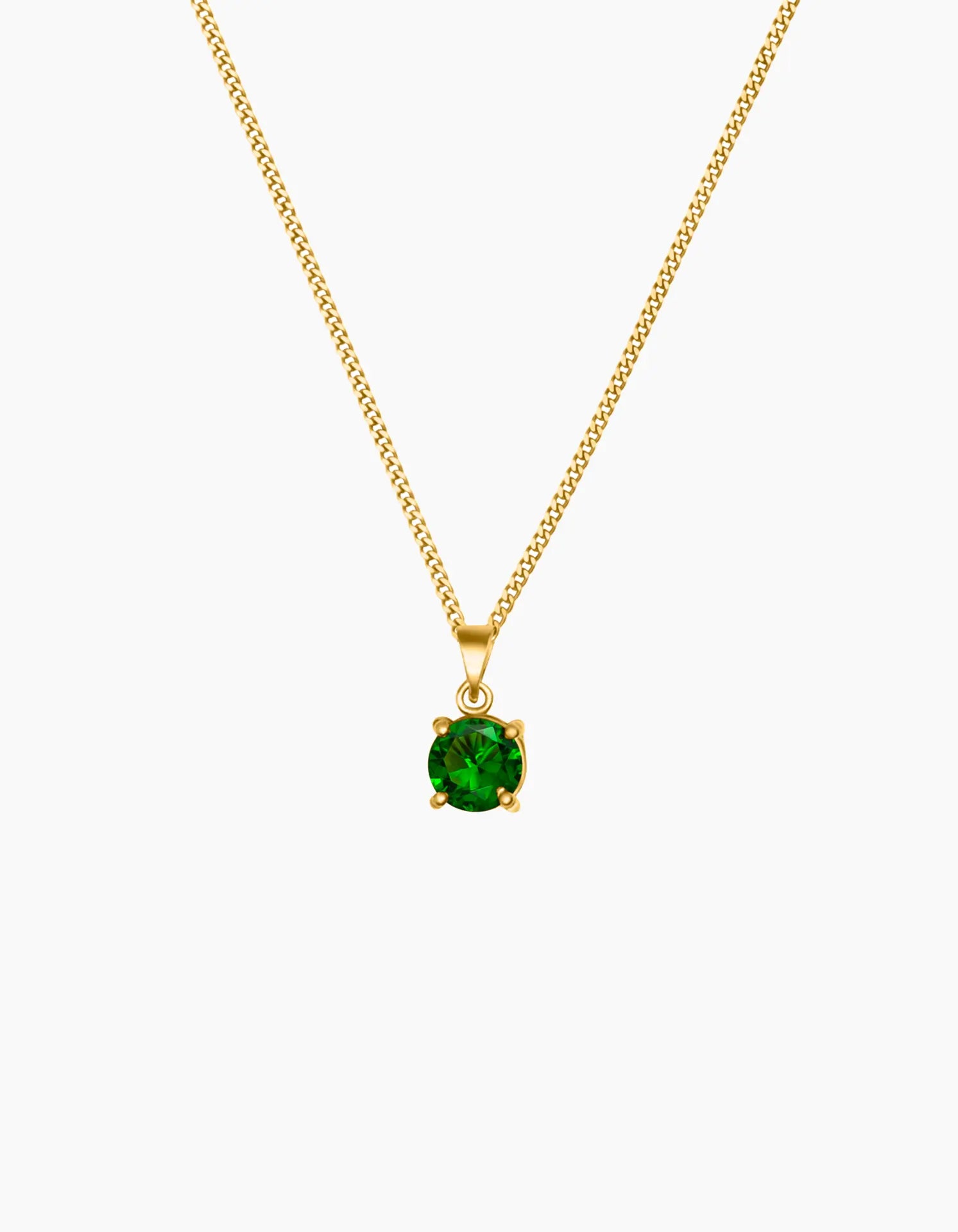 Round Emerald Green Necklace Gold Plated