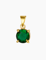 Load image into Gallery viewer, Round emerald green necklace gold plated