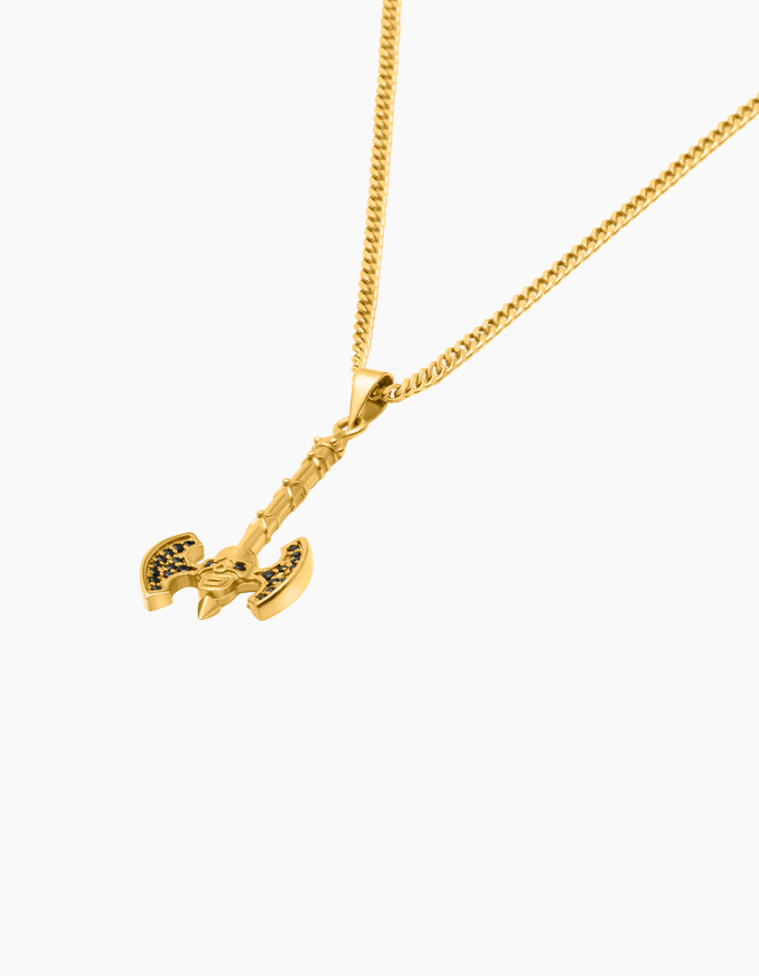 Void axe necklace gold plated