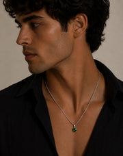 Round Emerald Green Necklace in Silver ZJ jewellery  Round Emerald Green Necklace in Silver