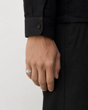 Textured Band Ring with Black Stones ZJ jewellery  Textured Band Ring with Black Stones