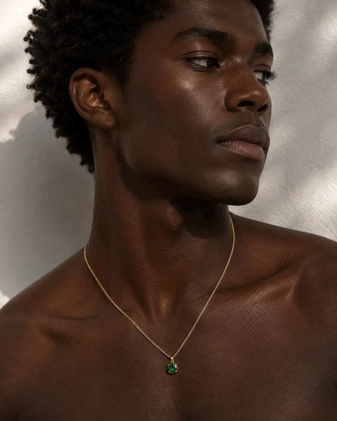 Round Emerald Green Necklace Gold Plated