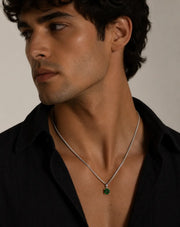 Round Emerald Green Necklace in Silver ZJ jewellery  Round Emerald Green Necklace in Silver