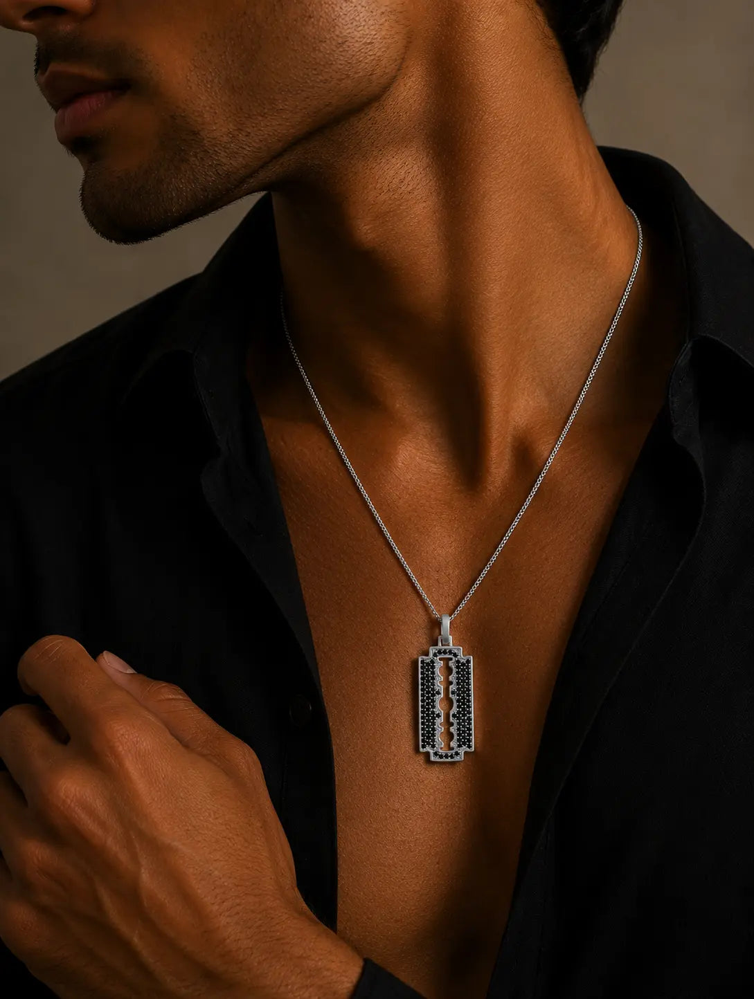 Silver Razor Necklace